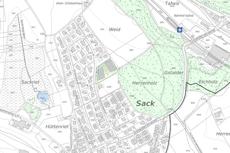 Ein PLan des Seegräbner Ortsteils Sack.